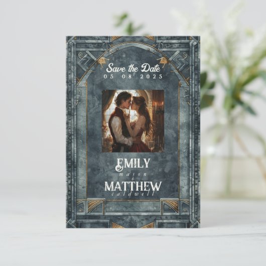 Zwerge Splendor Fantasy Wedding Save the Date (Stehend Vorderseite)