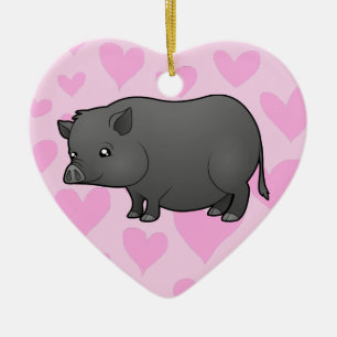 Zwergen-Schweinchen Liebe Keramikornament