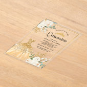 Zwerggarn Elfenbeinblume Gold Quinceanera Acryleinladungen (Ablage )