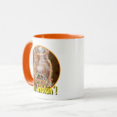 Zwergkatzenkatze mit geschmolzenem Geburtstagskuch Tasse (Vorderseite Links)