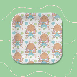 Zwergpapierplatte , Blume und Muster für das Herz Pappteller