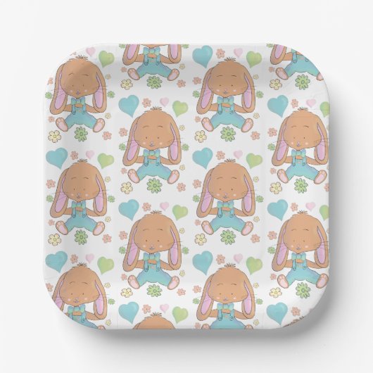 Zwergpapierplatte , Blume und Muster für das Herz Pappteller (Vorderseite)