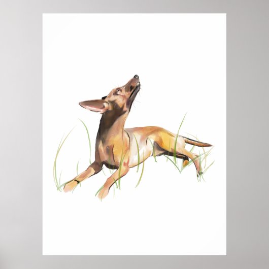 Zwergpinscher Aquarell-Gemälde, Wandkunst Poster (Vorne)