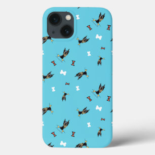 Zwergpinscher-Bögen und Knochen blau Case-Mate iPhone Hülle