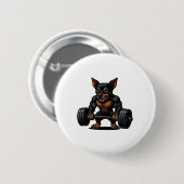 Zwergpinscher Gewichtheben Bodybuilder Worko Button (Vorne & Hinten)