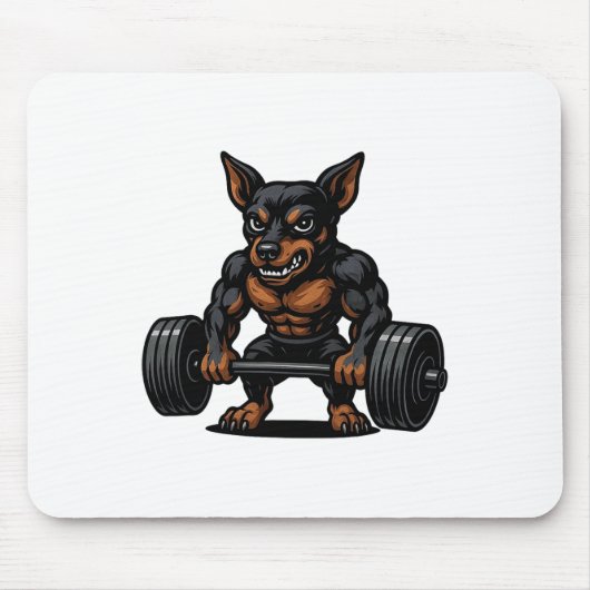 Zwergpinscher Gewichtheben Bodybuilder Worko Mousepad (Vorne)