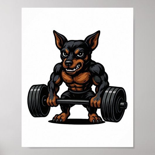 Zwergpinscher Gewichtheben Bodybuilder Worko Poster (Vorne)