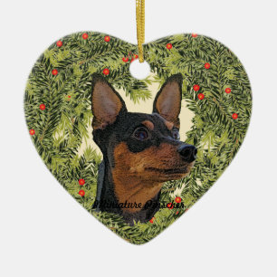 Zwergpinscher-Kranz Keramik Ornament