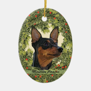 Zwergpinscher-Kranz Keramikornament