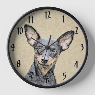 Zwergpinscher-Malerei Süße originelle Hundekunst Uhr