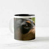 Zwergpinscher (Minute-Button) Zweifarbige Tasse (Vorderseite Links)