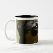 Zwergpinscher (Minute-Button) Zweifarbige Tasse (Links)