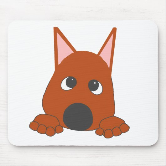 Zwergpinscher Rost Spähender Cartoon Mousepad (Vorne)