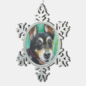 Zwergpinscher Schneeflocken Zinn-Ornament (Rechts)
