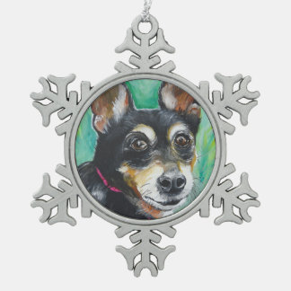 Zwergpinscher Schneeflocken Zinn-Ornament