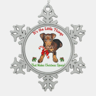 Zwergpinscher Schneeflocken Zinn-Ornament