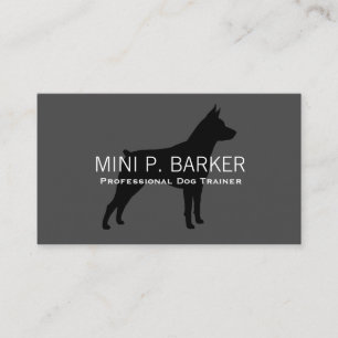Zwergpinscher-Silhouette Schwarz auf Grau Visitenkarte