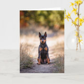 Zwergpinscher sitzend karte (Gelbe Blume)