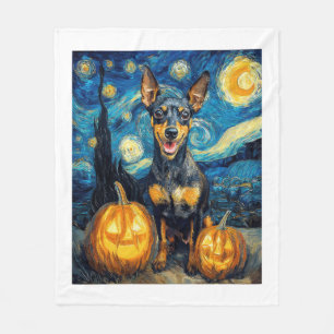 Zwergpinscher Süßer Hund Halloween Jack O Lante Fleecedecke