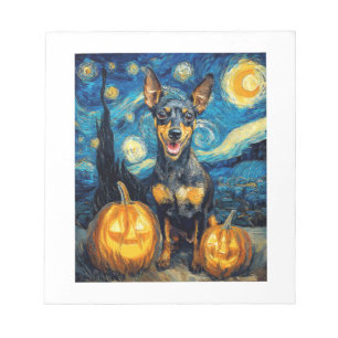 Zwergpinscher Süßer Hund Halloween Jack O Lante Notizblock