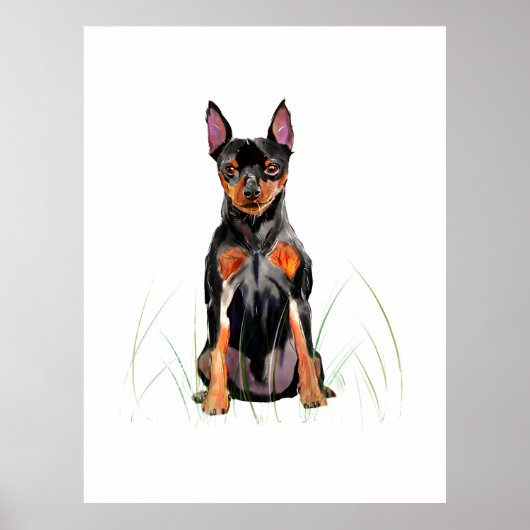 Zwergpinscher Wandkunst Poster, Min Pin Druck Poster (Vorne)