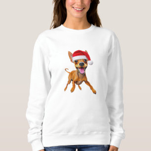 Zwergpinscher Weihnachtsmann Hut Weihnachten Hund  Sweatshirt