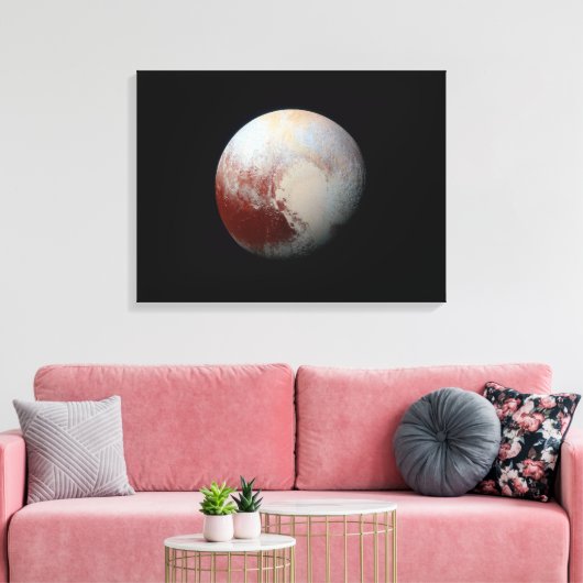Zwergplanet Pluto von New Horizons ummantelt Canva Leinwanddruck (Insitu (Wohnzimmer))