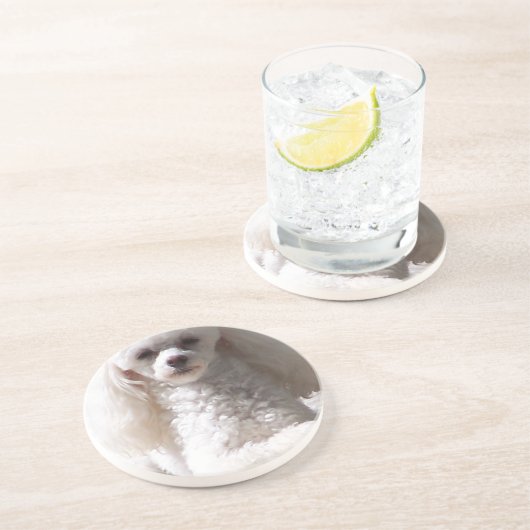 Zwergpudel Getränkeuntersetzer (Seite)