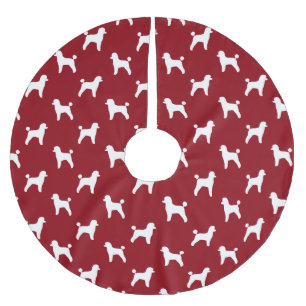 Zwergpudel-Silhouetten Muster Rot Polyester Weihnachtsbaumdecke