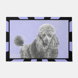 Zwergpudel Spielzeug Silber Grau Blau Hund Kunst Fußmatte