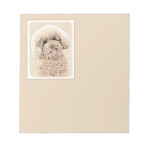 Zwergpudel Toy Apricot Creme Braun Hund Kunst Notizblock