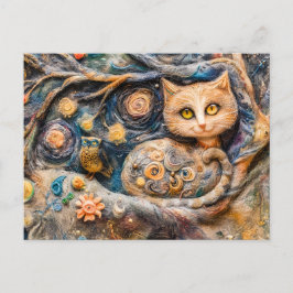 Zwergschale und Katze in einem Baum, hergestellt i Postkarte