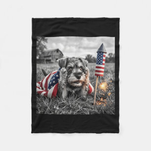Zwergschnauzer Amerikanische USA-Flagge 250 Jahre Fleecedecke