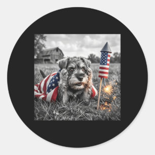 Zwergschnauzer Amerikanische USA-Flagge 250 Jahre Runder Aufkleber