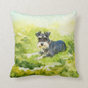 Zwergschnauzer-Aquarell-Digital-Kunst Kissen