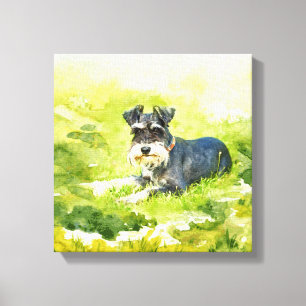 Zwergschnauzer-Aquarell-Digital-Kunst Leinwanddruck