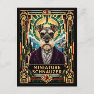 Zwergschnauzer, Art Deco Hund Postkarte