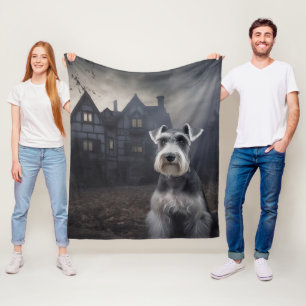 Zwergschnauzer Halloween Gruselig Fleecedecke