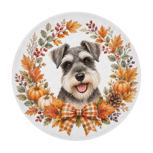 Zwergschnauzer Herbst Schneidebrett (Vorderseite)