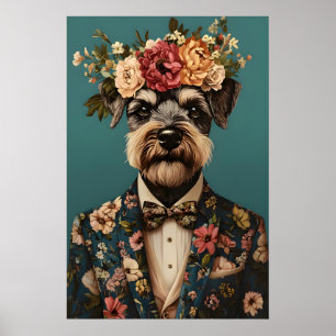 Zwergschnauzer im Anzug Poster, Miniatur Poster