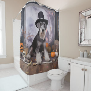 Zwergschnauzer Kürbisse Halloween Gruselig Duschvorhang