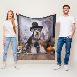 Zwergschnauzer Kürbisse Halloween Gruselig Fleecedecke