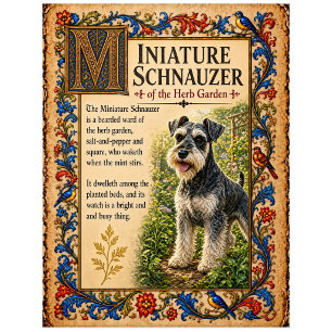 Zwergschnauzer, mittelalterliche Bestiarien-Kunst Postkarte
