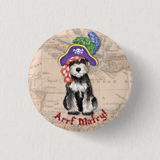 Zwergschnauzer-Pirat Button (Vorderseite)