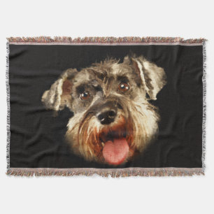 Zwergschnauzer-Porträt-Aquarell Decke