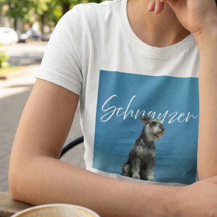 Zwergschnauzer Retro-Foto Blauer Himmel Hunde-Lieb T-Shirt