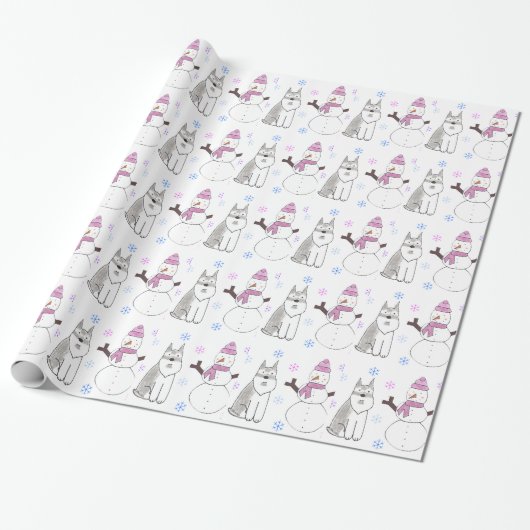 Zwergschnauzer und Schneemann Geschenkpapier (Ungerollt)