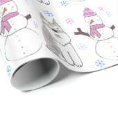 Zwergschnauzer und Schneemann Geschenkpapier (Rolleneckpunkt)