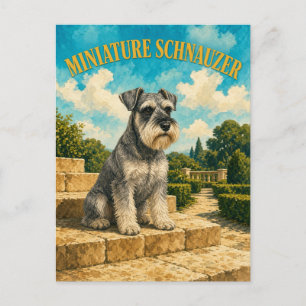 Zwergschnauzer, Vintage-Wasserfarben-Hundekunst Postkarte