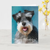 Zwergschnauzer-Wasser-Farbkunst-Malerei Karte (Gelbe Blume)